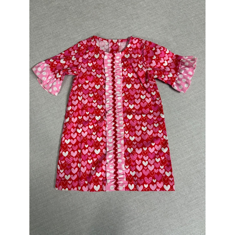 Southern Sunshine Kids Red Pink Heart Ruffle Dress 24 Month Valentines